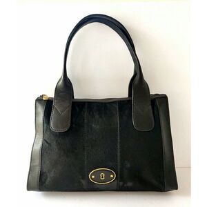 FOSSIL REISSUE BLACK HAIR ON HIDE GENUINE LEATHER TOTE SHOULDER BAG HANDBAG
